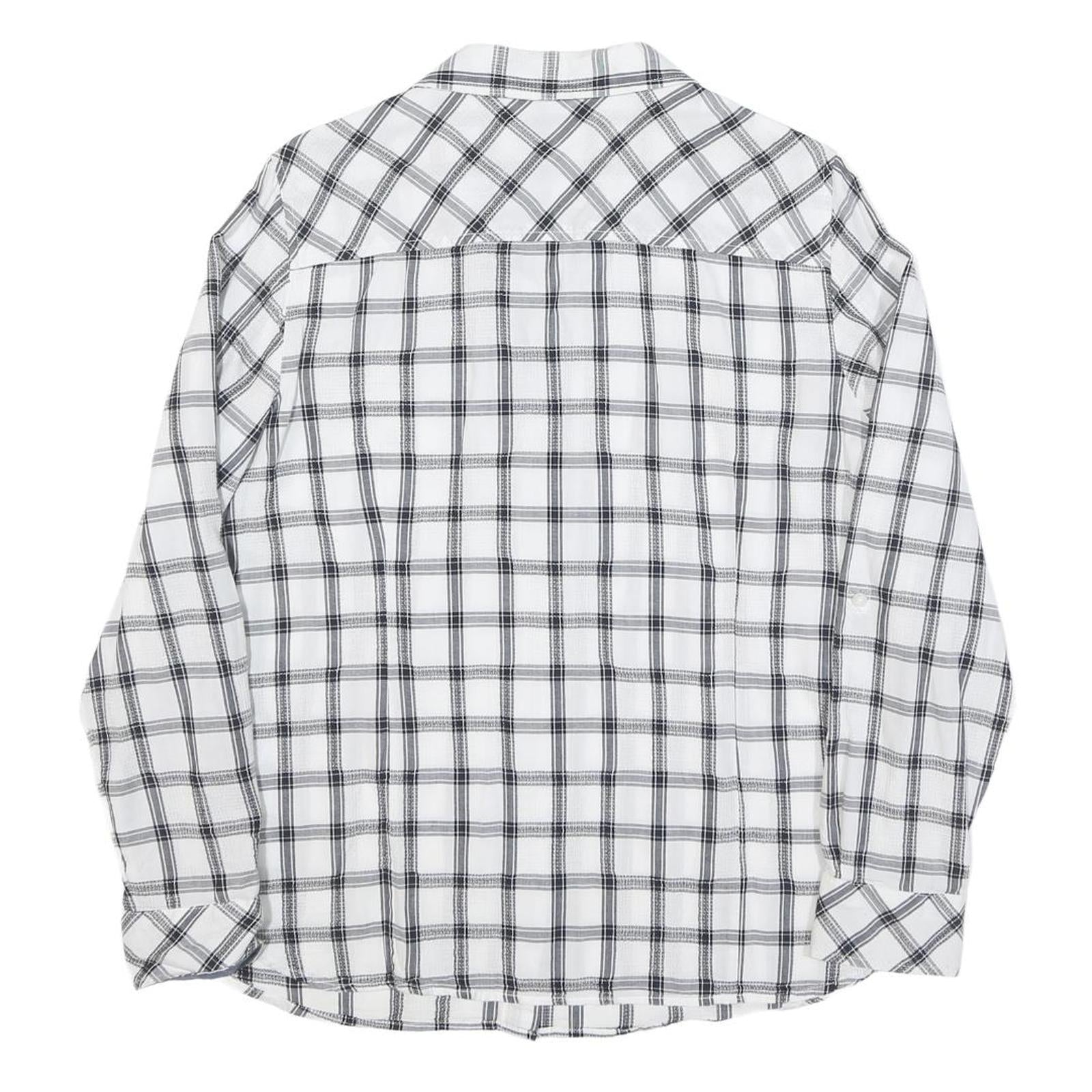 TOMMY HILFIGER Womens White & Black Check Shirt L Casual Cotton Blend Long