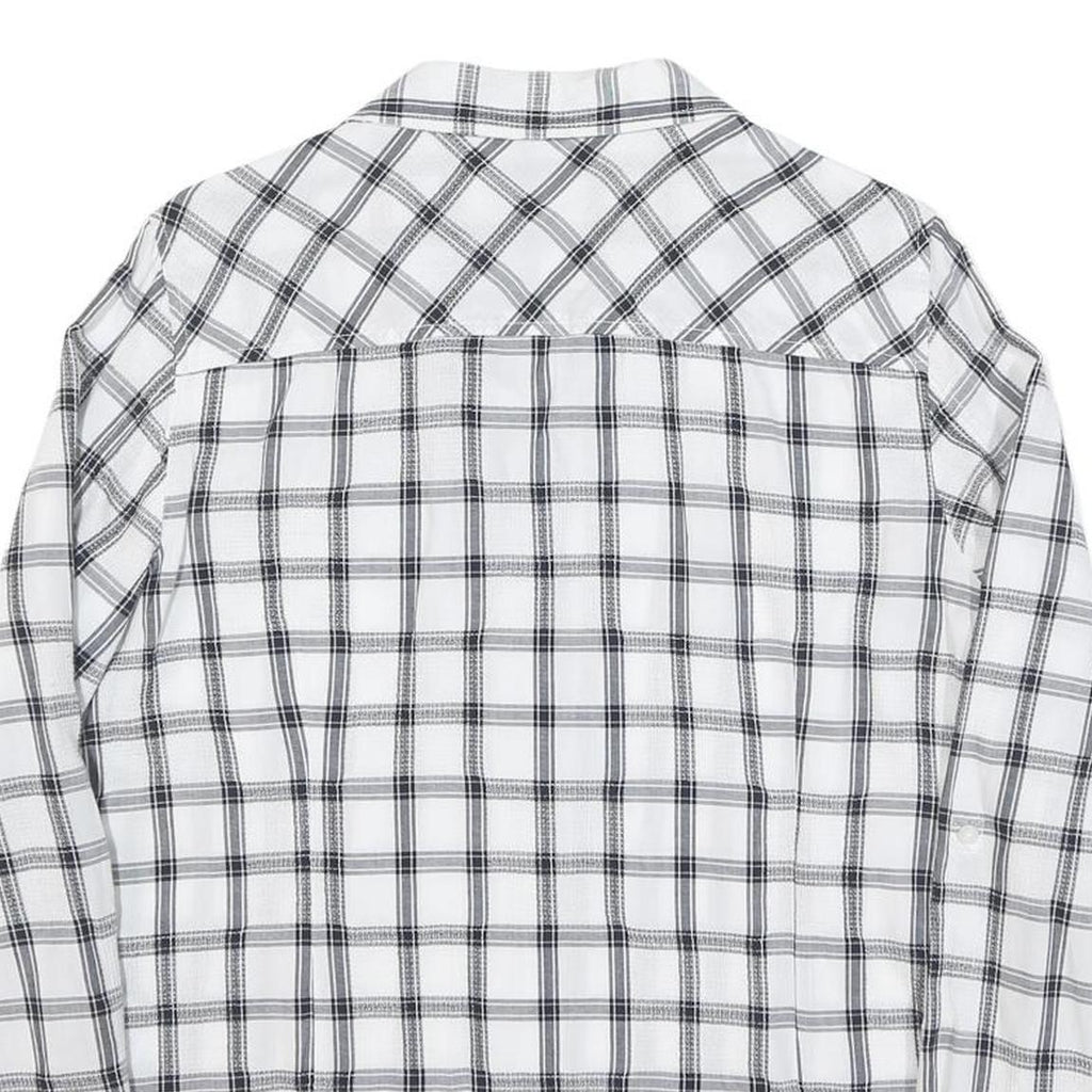 TOMMY HILFIGER Womens White & Black Check Shirt L Casual Cotton Blend Long