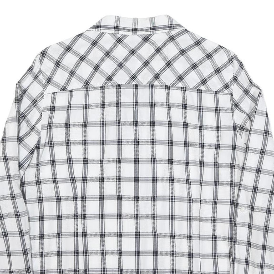 TOMMY HILFIGER Womens White & Black Check Shirt L Casual Cotton Blend Long