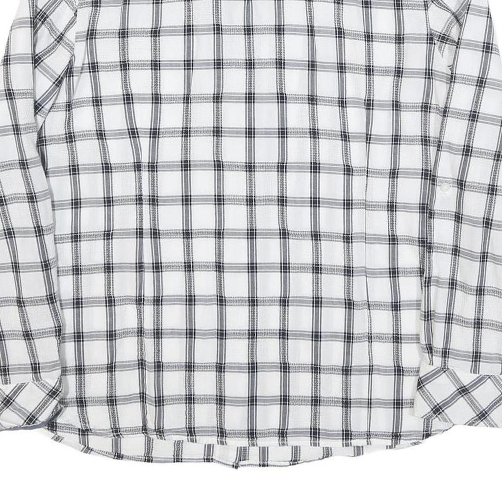 TOMMY HILFIGER Womens White & Black Check Shirt L Casual Cotton Blend Long