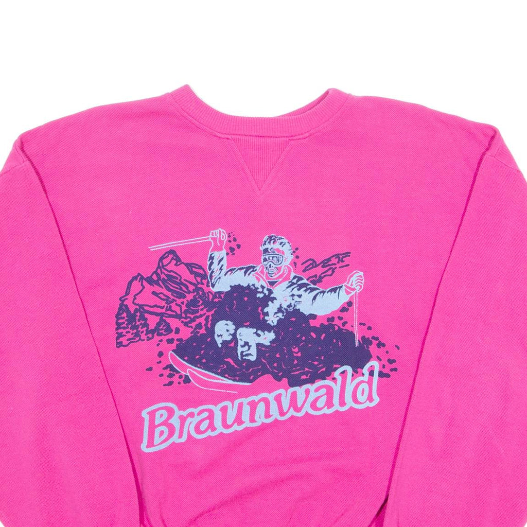 Braunwald Ski Womens Sweatshirt Pink Crew Neck M