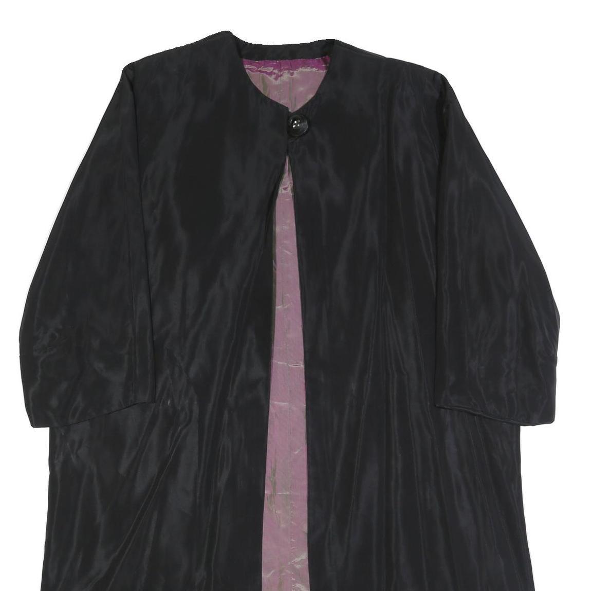 Womens Black Button Polyester Blend Classic Jacket L Plain Button Closure