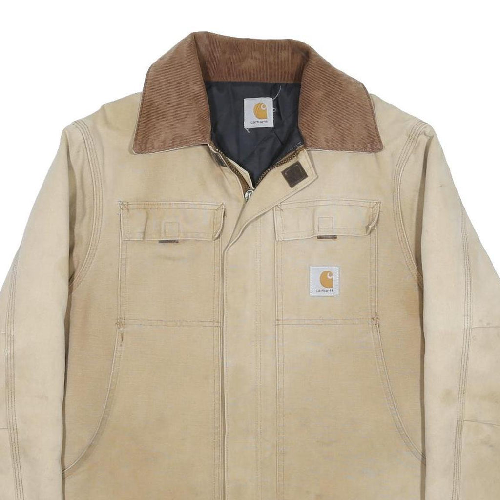 CARHARTT Arctic Mens Beige & Brown Workwear Canvas Jacket M Cotton Blend Zip