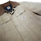 CARHARTT Arctic Mens Beige & Brown Workwear Canvas Jacket M Cotton Blend Zip