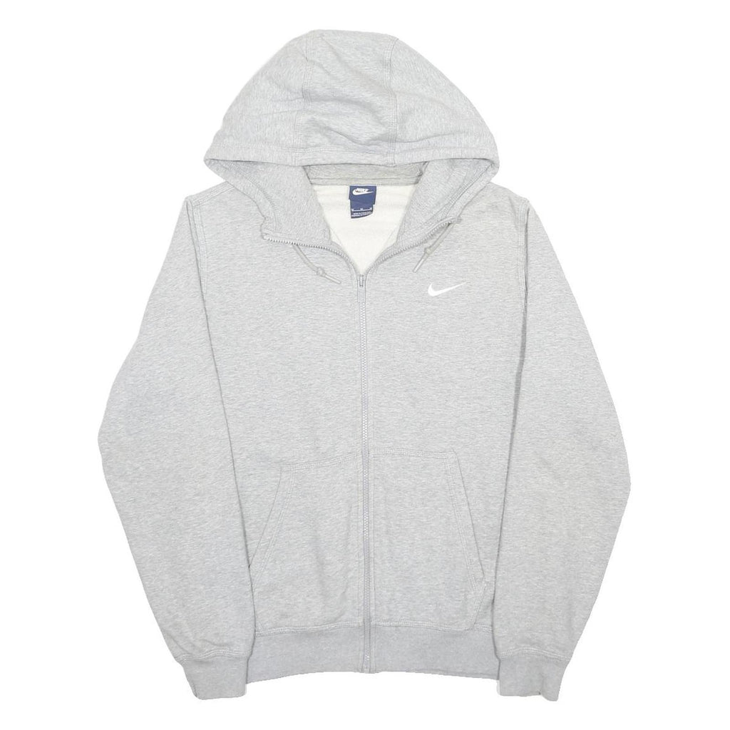 NIKE Mens Grey Zip Up Hoodie M Cotton Blend Casual Sportswear Sweatshirt
