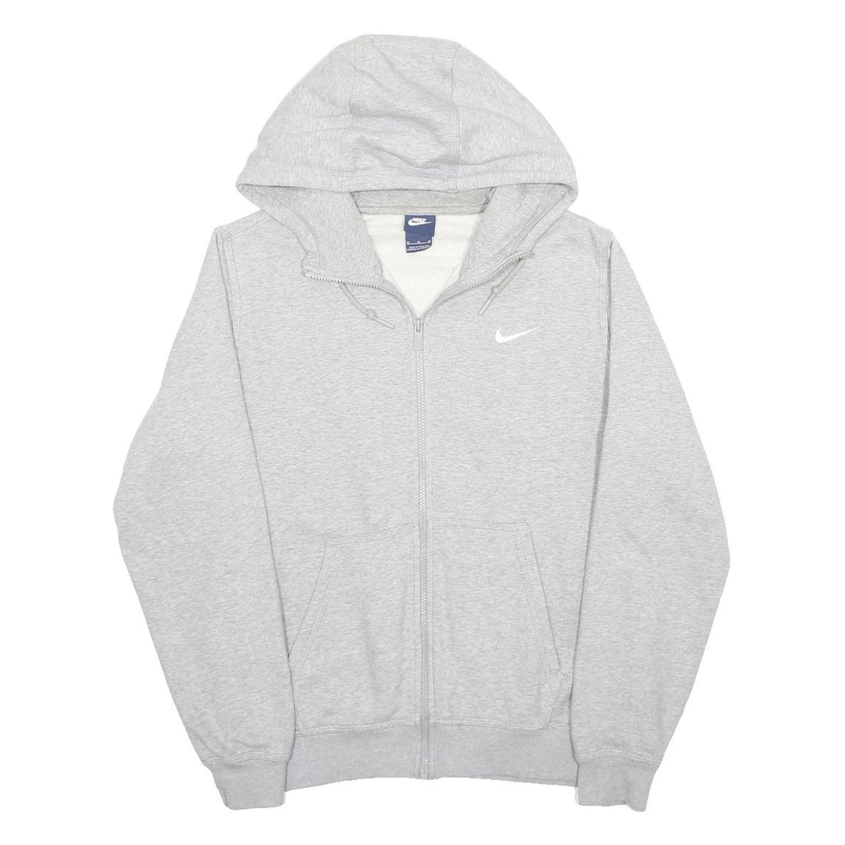 NIKE Mens Grey Zip Up Hoodie M Cotton Blend Casual Sportswear Sweatshirt