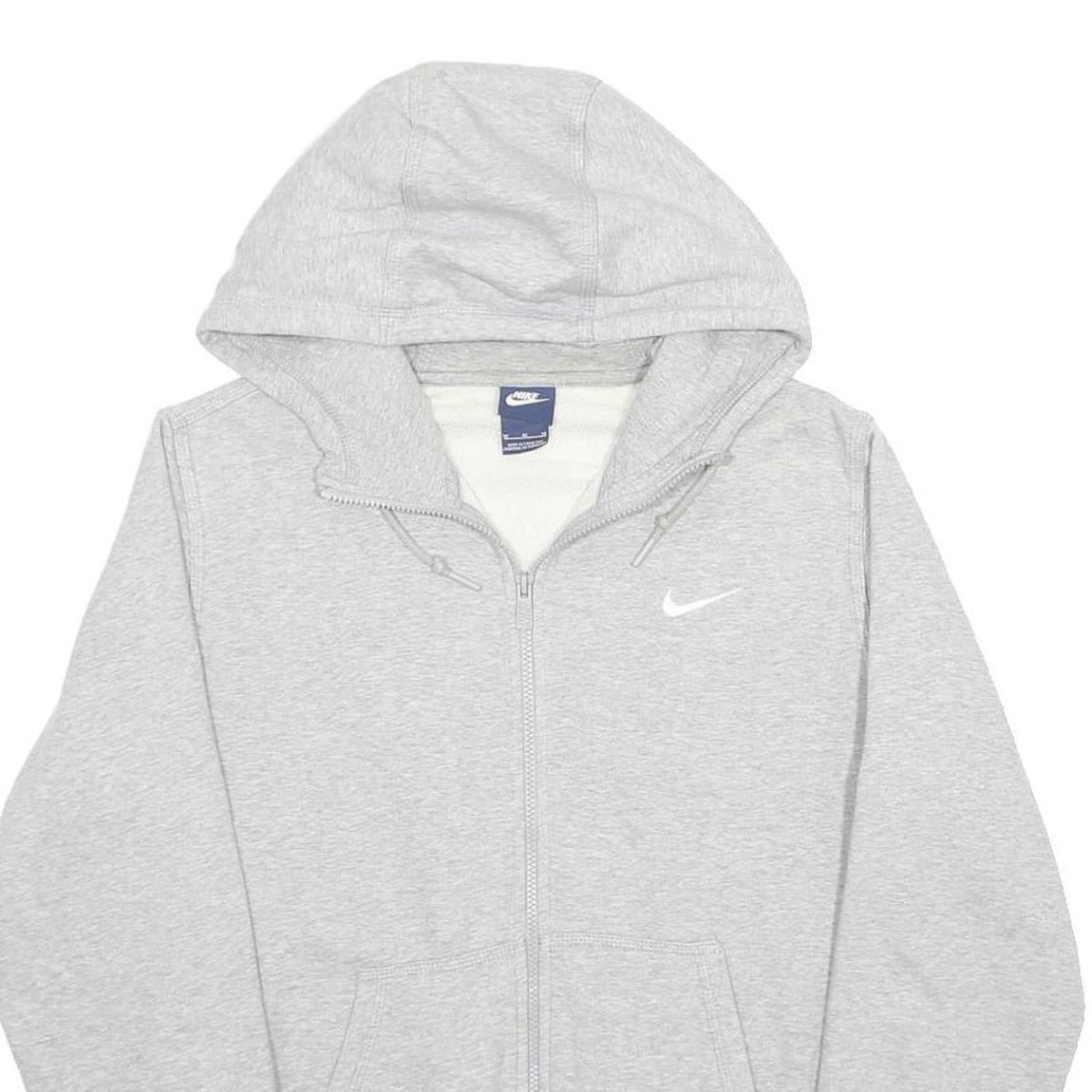 NIKE Mens Grey Zip Up Hoodie M Cotton Blend Casual Sportswear Sweatshirt