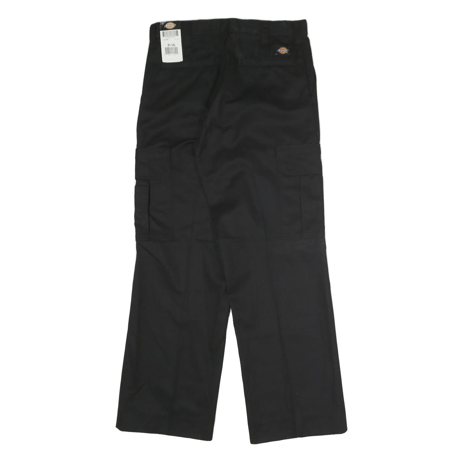 DICKIES Mens Black Regular Fit Cargo Trousers W31 L30 Workwear Durable Zip