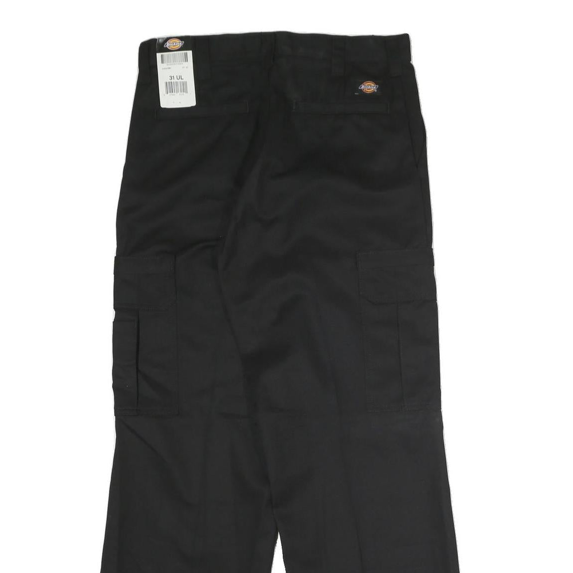 DICKIES Mens Black Regular Fit Cargo Trousers W31 L30 Workwear Durable Zip
