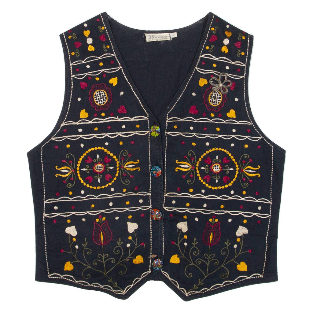 HENNES Womens Blazer Waistcoat Black Floral M
