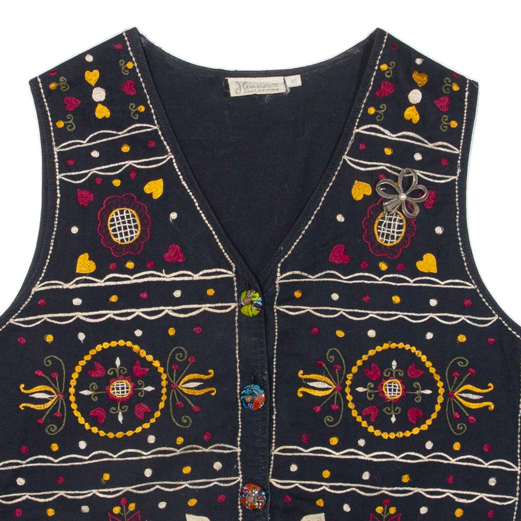 HENNES Womens Blazer Waistcoat Black Floral M