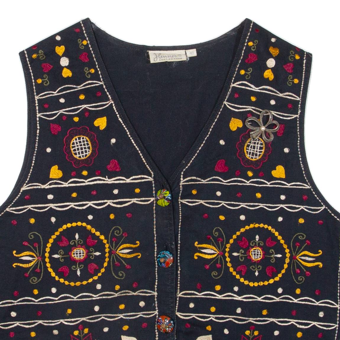 HENNES Womens Blazer Waistcoat Black Floral M