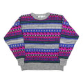 PERSPECTIVE Womens Grey & Pink Patterned Pullover Jumper Cable Knit S Stylish