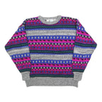 PERSPECTIVE Womens Grey & Pink Patterned Pullover Jumper Cable Knit S Stylish