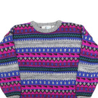 PERSPECTIVE Womens Grey & Pink Patterned Pullover Jumper Cable Knit S Stylish