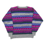 PERSPECTIVE Womens Grey & Pink Patterned Pullover Jumper Cable Knit S Stylish
