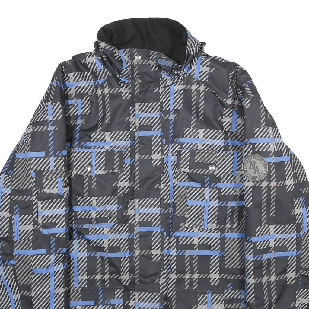 CUTTING EDGE Mens Black & Blue Jacket XL Polyester Checked Zip Casual Outerwear