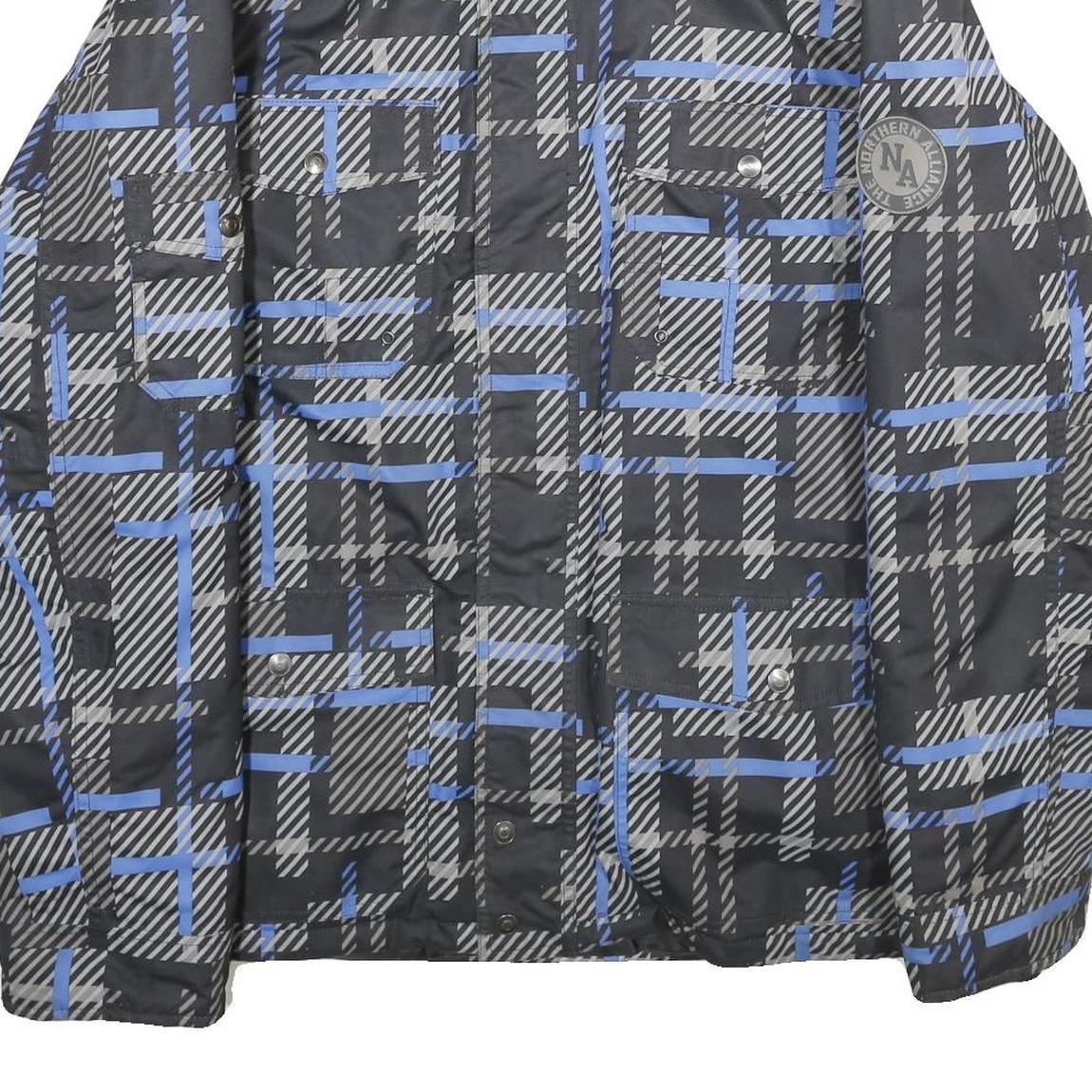 CUTTING EDGE Mens Black & Blue Jacket XL Polyester Checked Zip Casual Outerwear