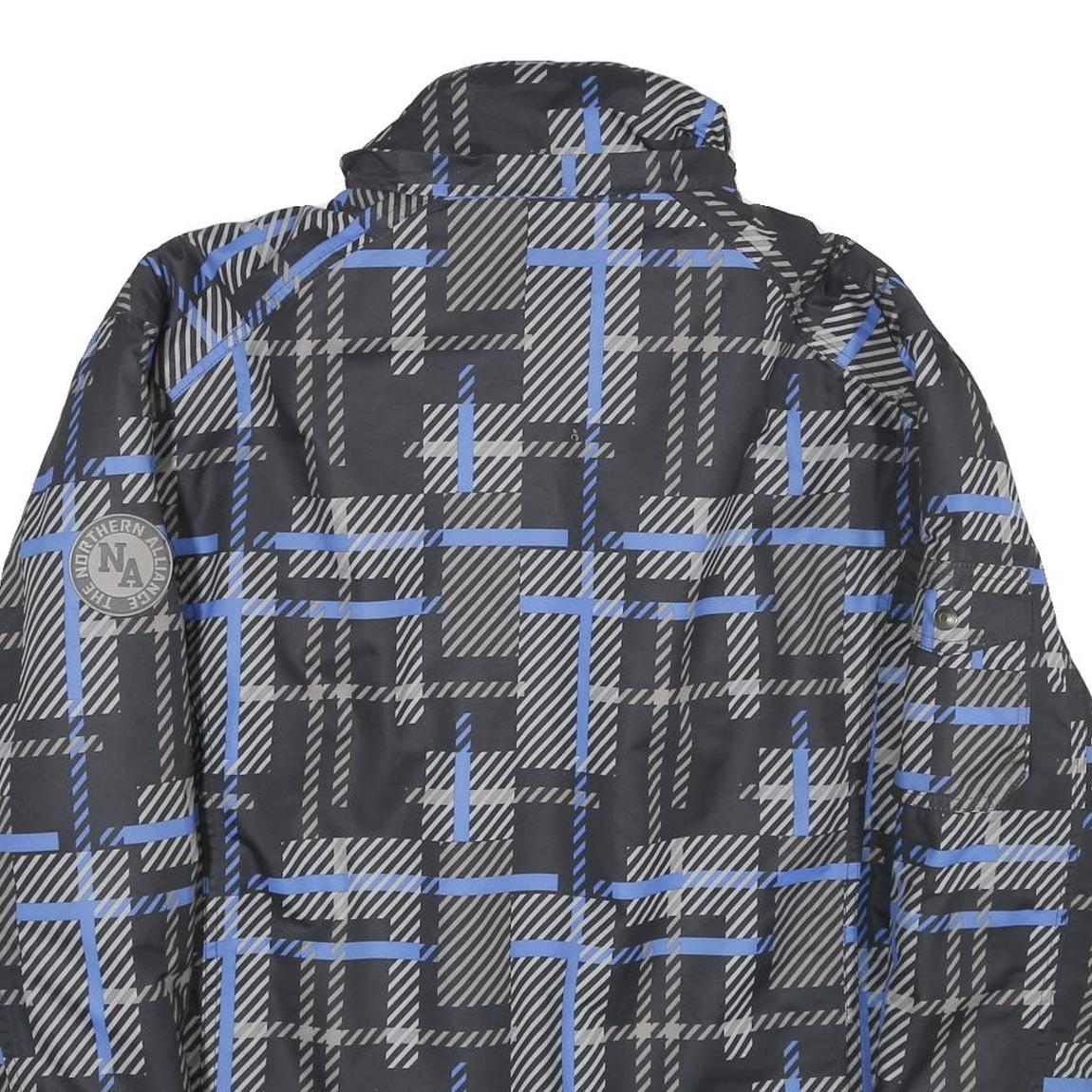CUTTING EDGE Mens Black & Blue Jacket XL Polyester Checked Zip Casual Outerwear