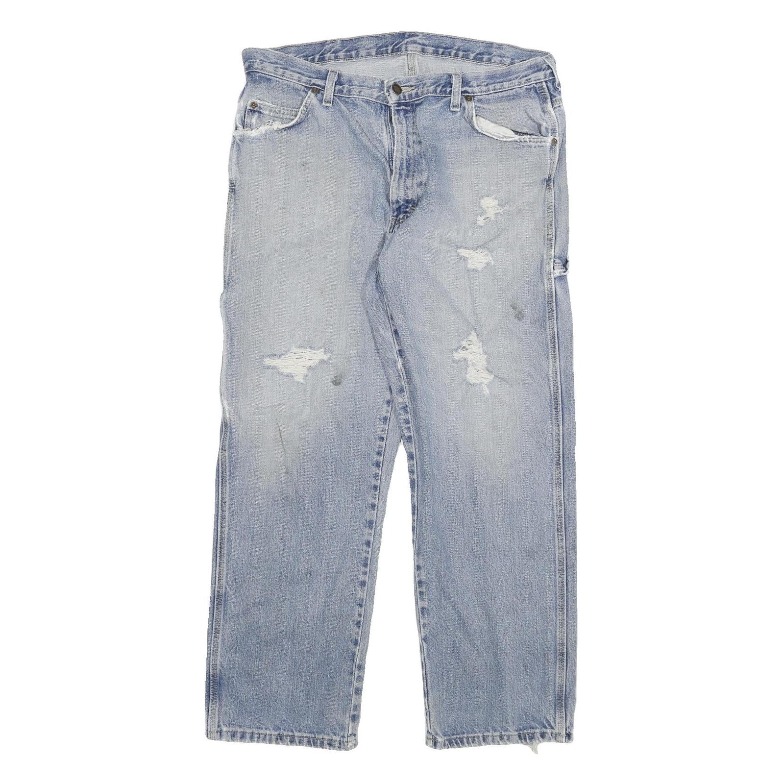 DICKIES Mens Relaxed Light Blue Denim Jeans W34 L28 Distressed Workwear Casual