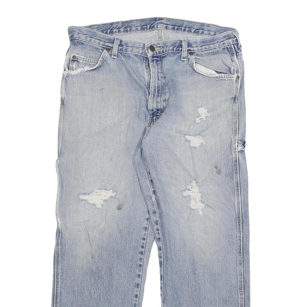 DICKIES Mens Relaxed Light Blue Denim Jeans W34 L28 Distressed Workwear Casual