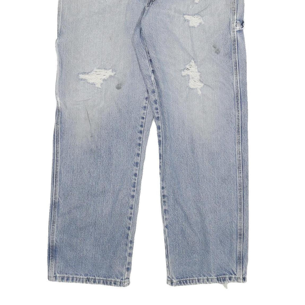 DICKIES Mens Relaxed Light Blue Denim Jeans W34 L28 Distressed Workwear Casual