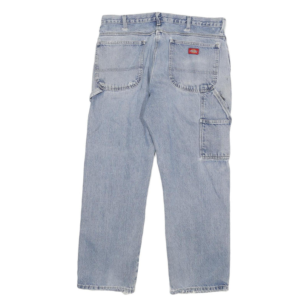 DICKIES Mens Relaxed Light Blue Denim Jeans W34 L28 Distressed Workwear Casual