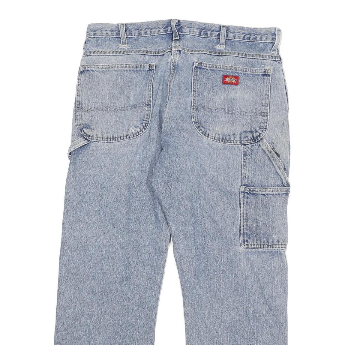 DICKIES Mens Relaxed Light Blue Denim Jeans W34 L28 Distressed Workwear Casual