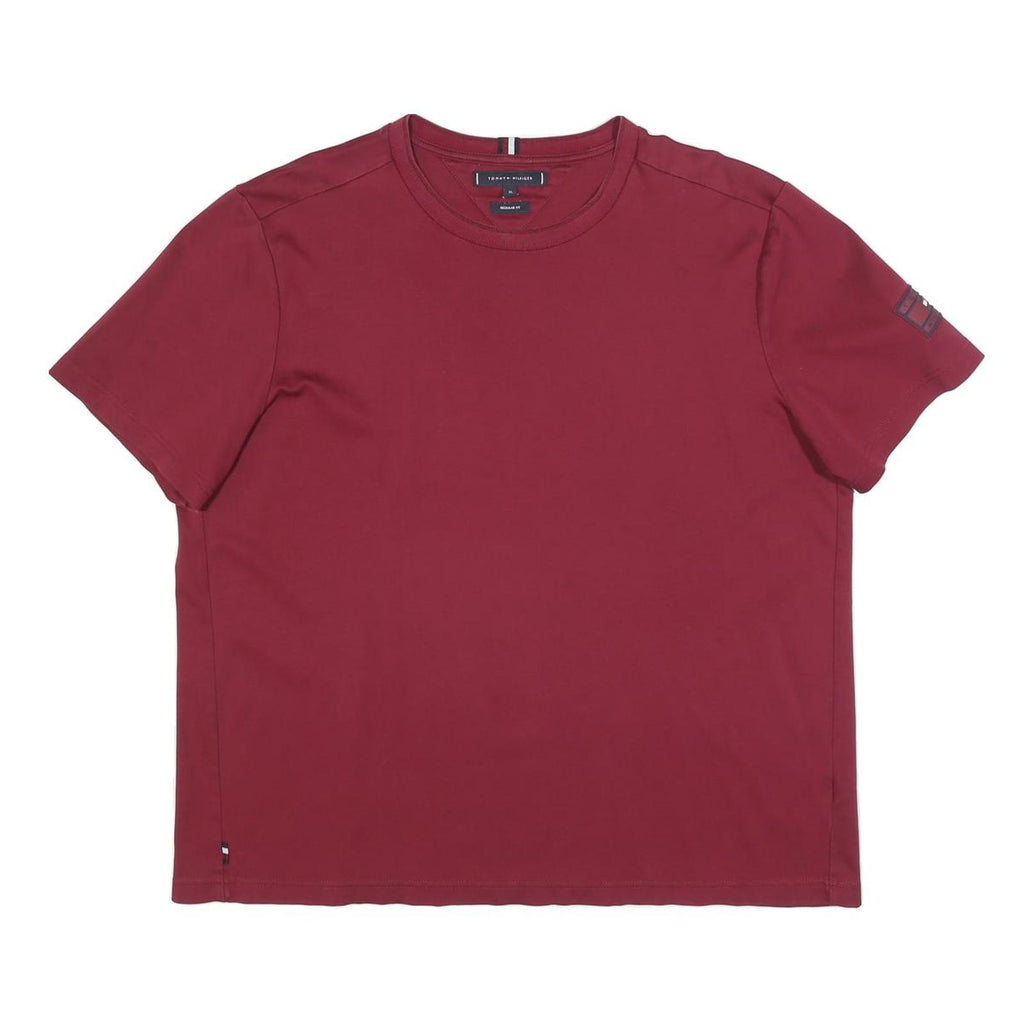 TOMMY HILFIGER Mens Red Graphic T-Shirt XL Short Sleeve Crew Neck Casual Cotton