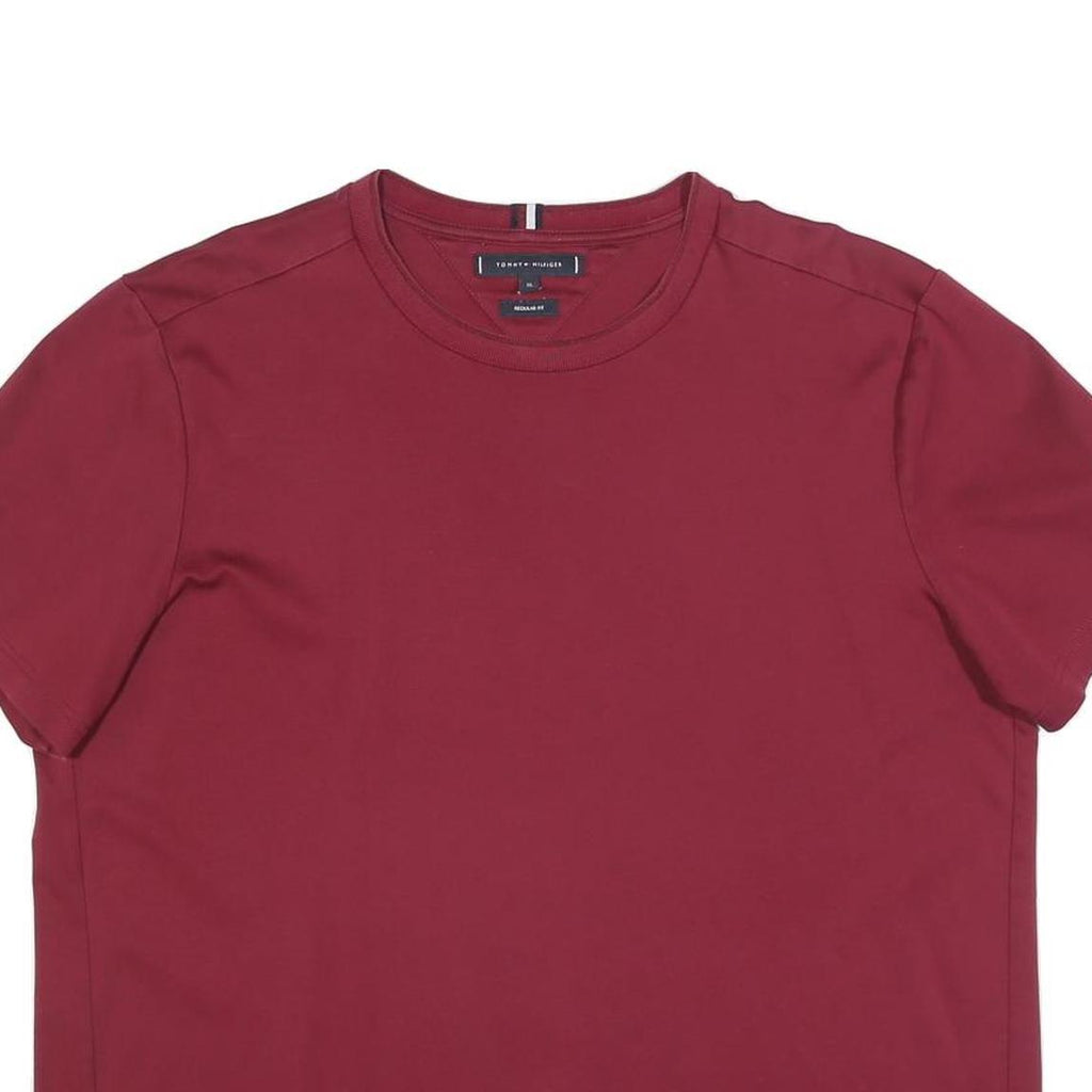 TOMMY HILFIGER Mens Red Graphic T-Shirt XL Short Sleeve Crew Neck Casual Cotton