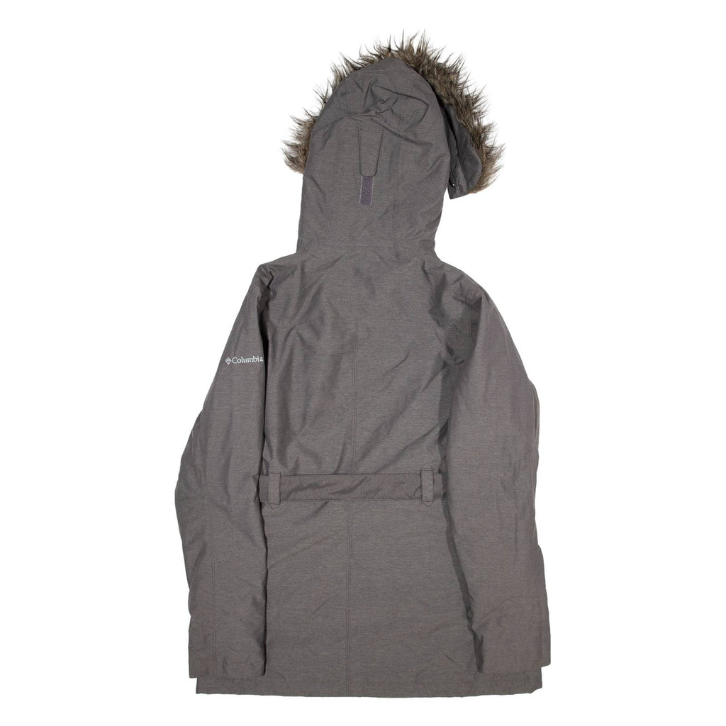 COLUMBIA Belted Insulated Womens Parka Jacket Grey Nylon M