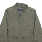 TOMMY HILFIGER Womens Green S Cotton Blend Jacket Military Style Zip Front