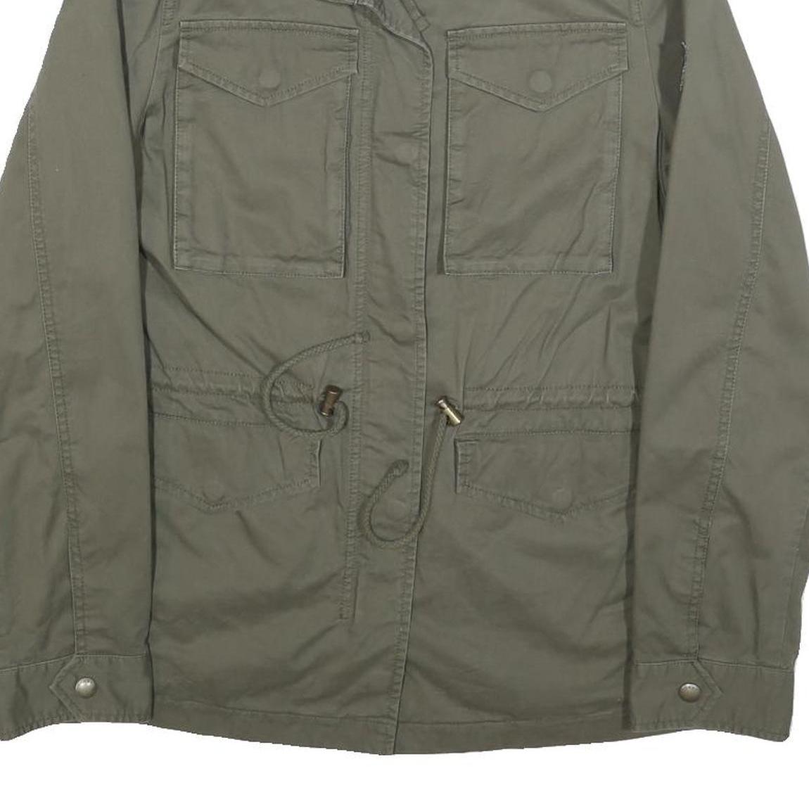 TOMMY HILFIGER Womens Green S Cotton Blend Jacket Military Style Zip Front