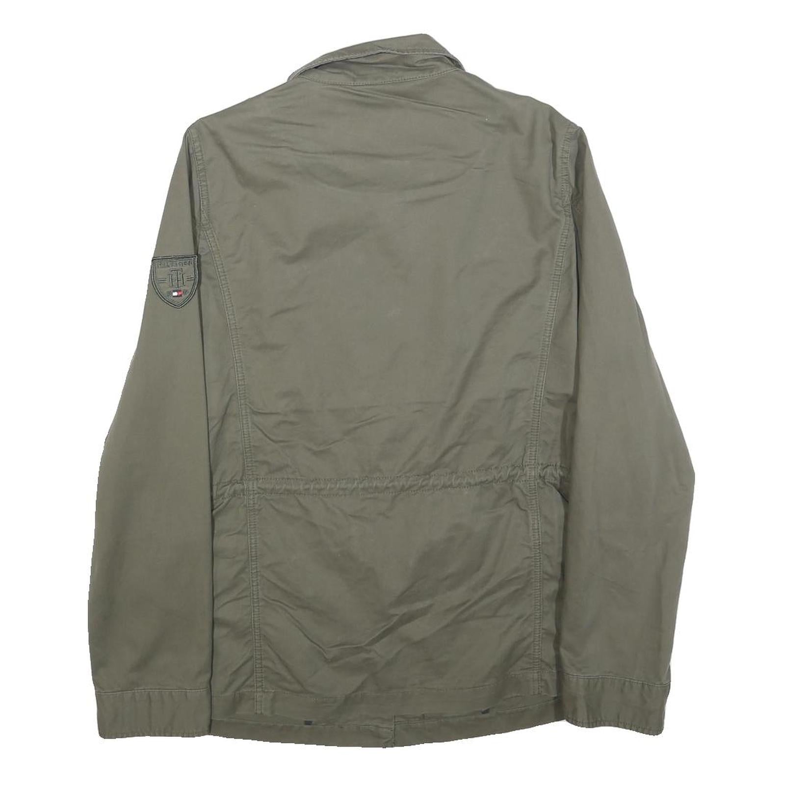 TOMMY HILFIGER Womens Green S Cotton Blend Jacket Military Style Zip Front