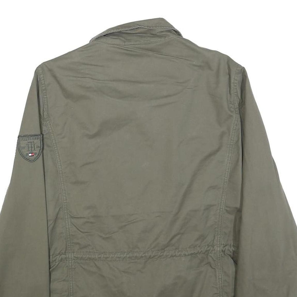 TOMMY HILFIGER Womens Green S Cotton Blend Jacket Military Style Zip Front