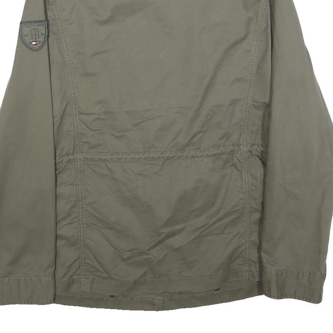 TOMMY HILFIGER Womens Green S Cotton Blend Jacket Military Style Zip Front