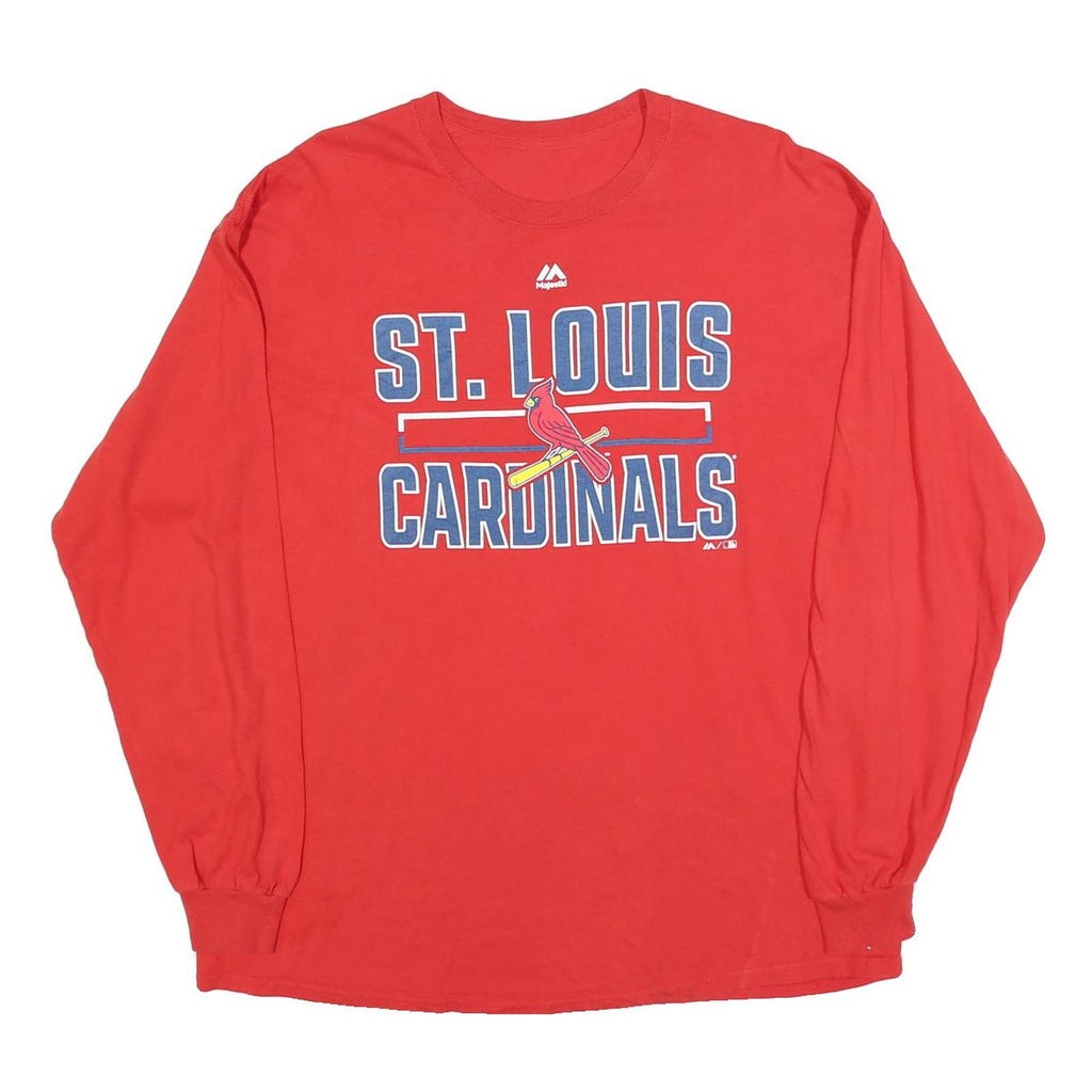 MAJESTIC Mens Red St Louis Cardinals Graphic T-Shirt XL Long Sleeve Crew Neck