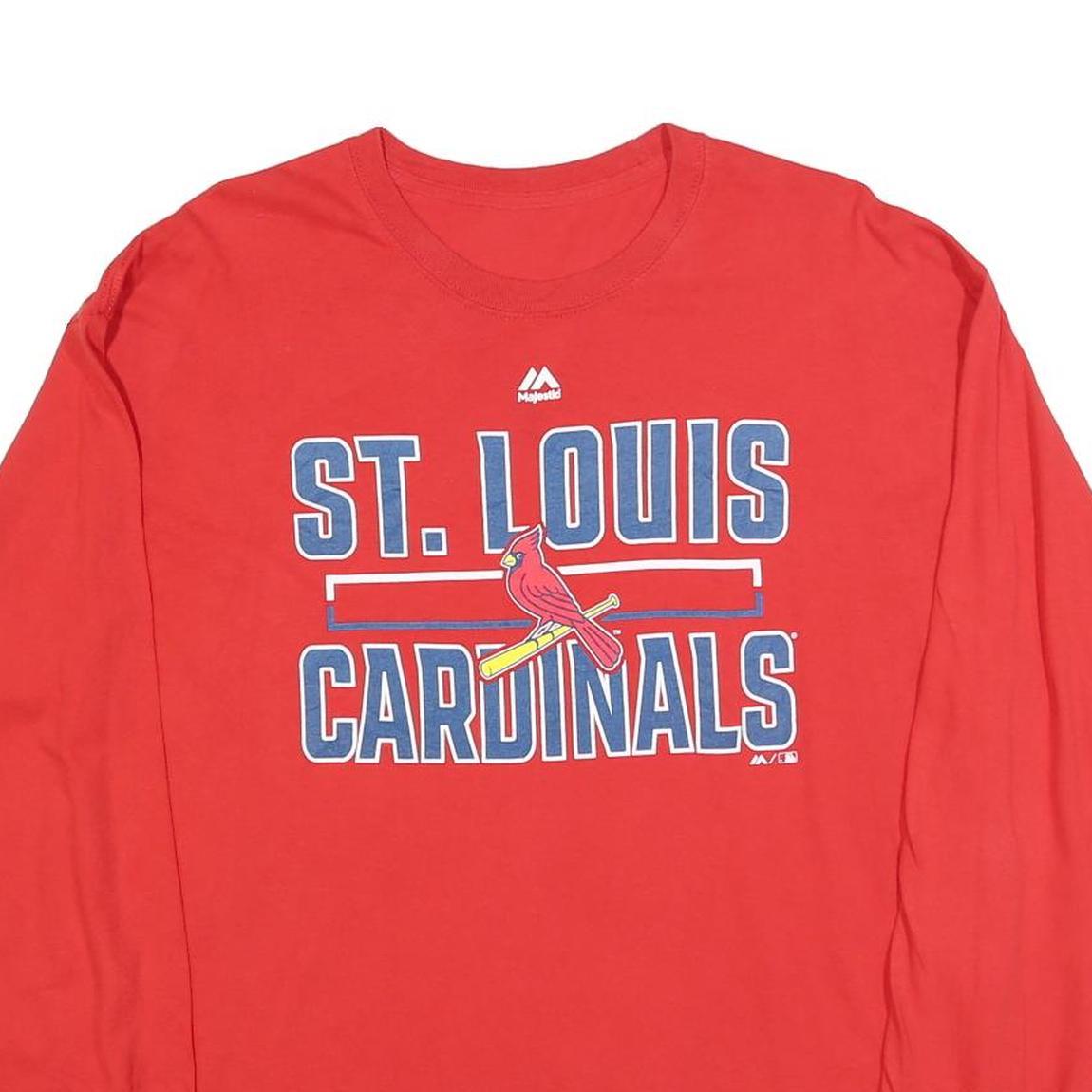 MAJESTIC Mens Red St Louis Cardinals Graphic T-Shirt XL Long Sleeve Crew Neck