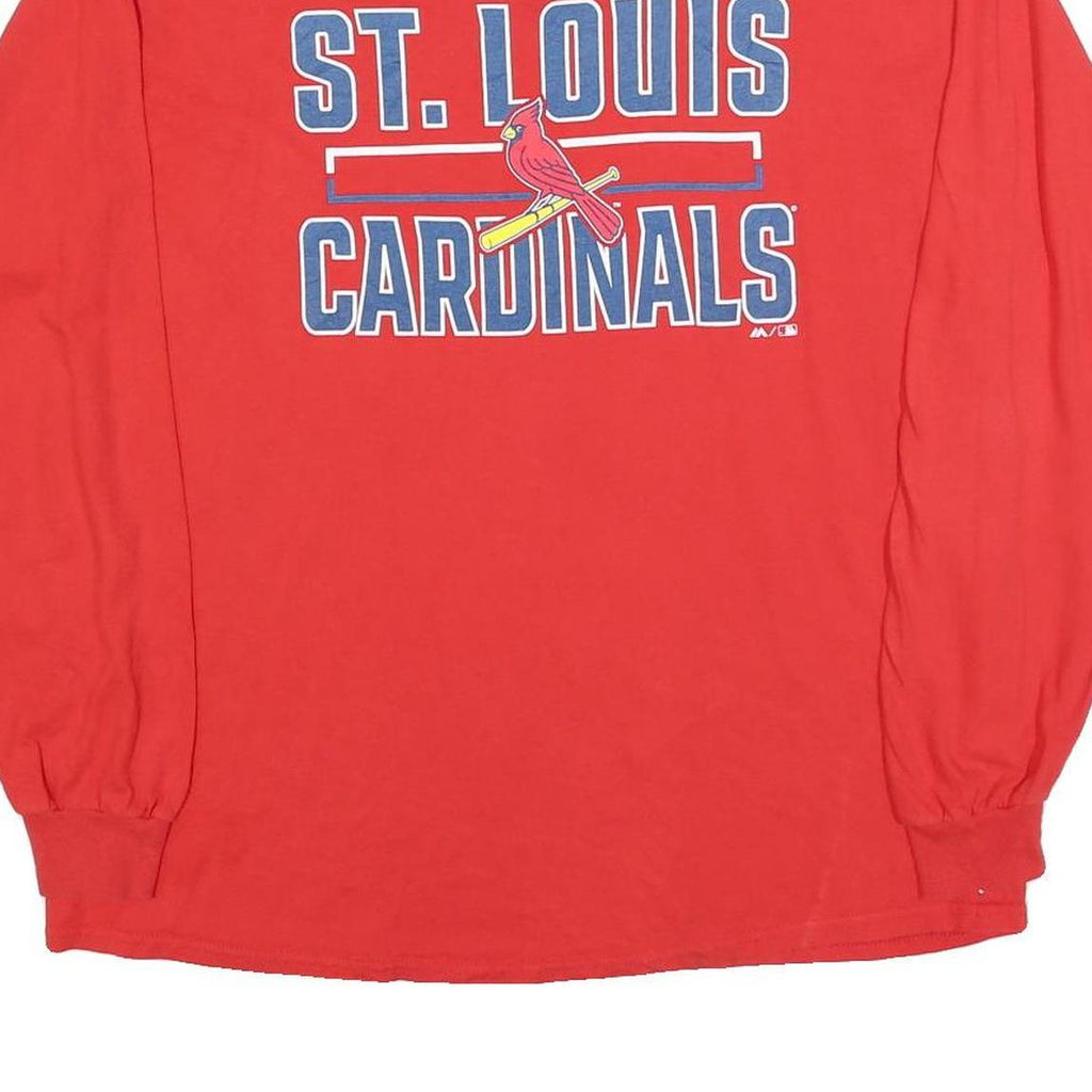 MAJESTIC Mens Red St Louis Cardinals Graphic T-Shirt XL Long Sleeve Crew Neck