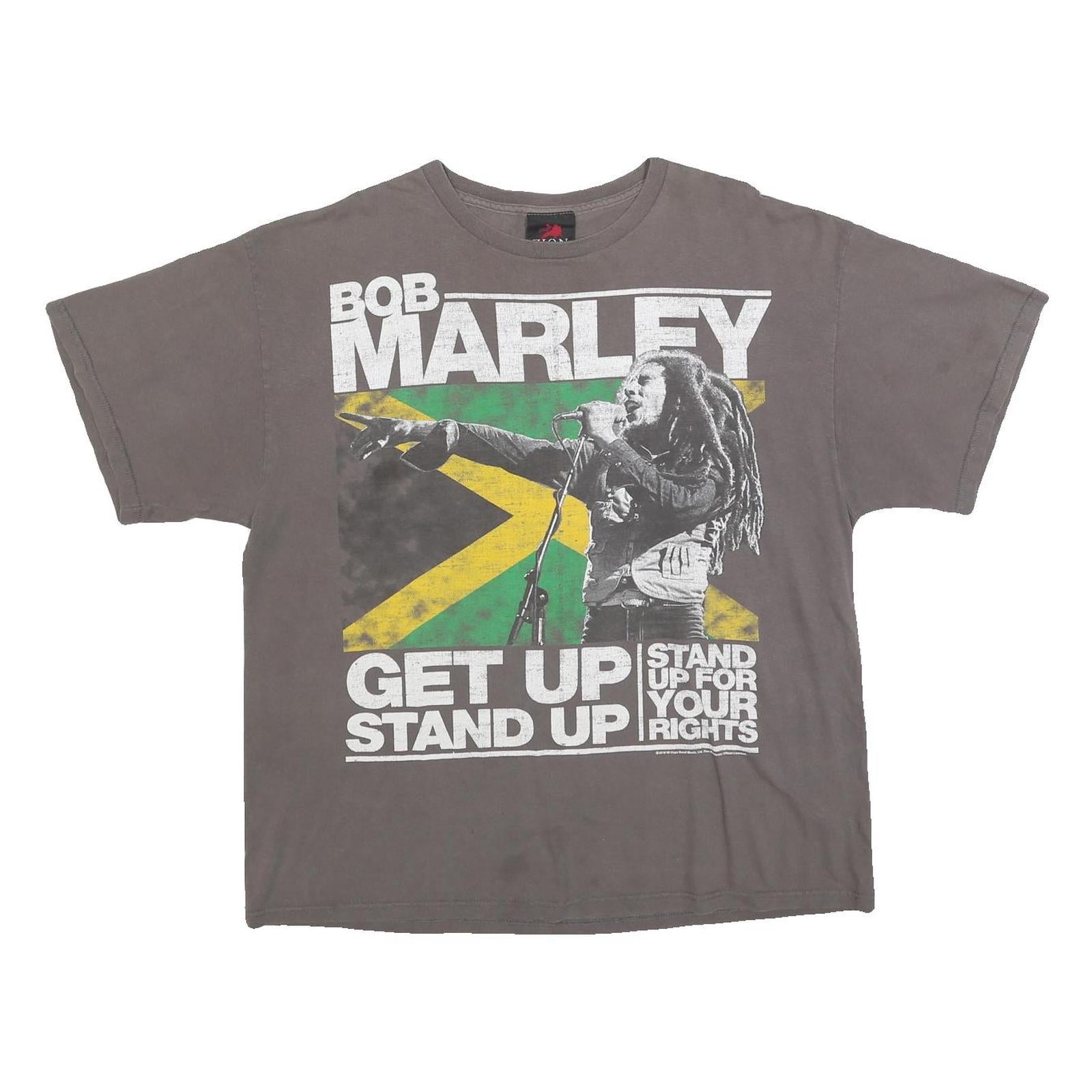 ZION Mens Grey Bob Marley Graphic T-Shirt XL Short Sleeve Crew Neck Vintage