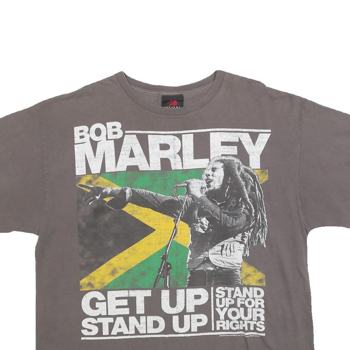 ZION Mens Grey Bob Marley Graphic T-Shirt XL Short Sleeve Crew Neck Vintage