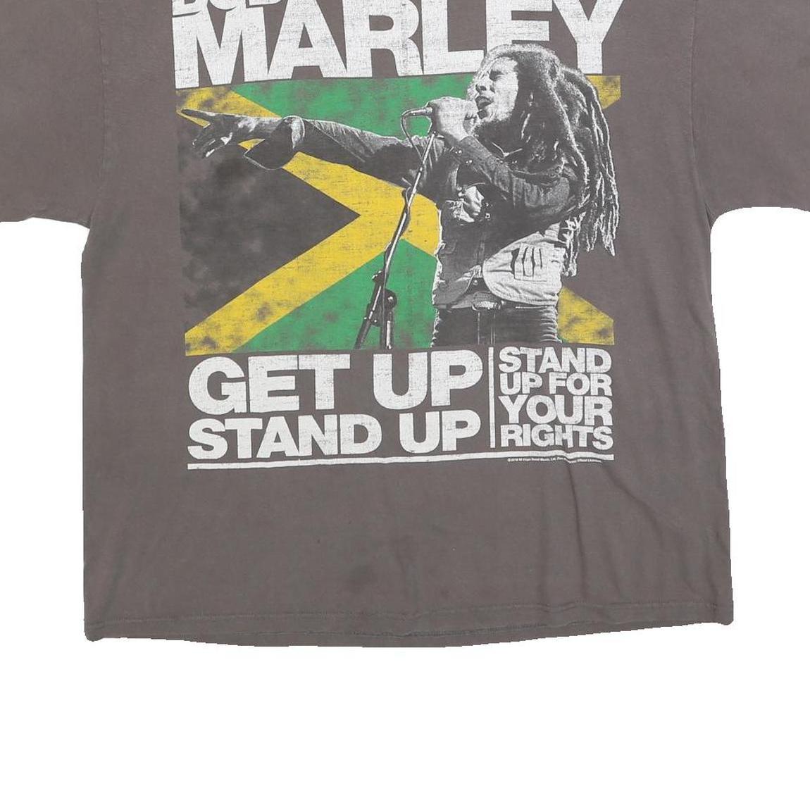 ZION Mens Grey Bob Marley Graphic T-Shirt XL Short Sleeve Crew Neck Vintage