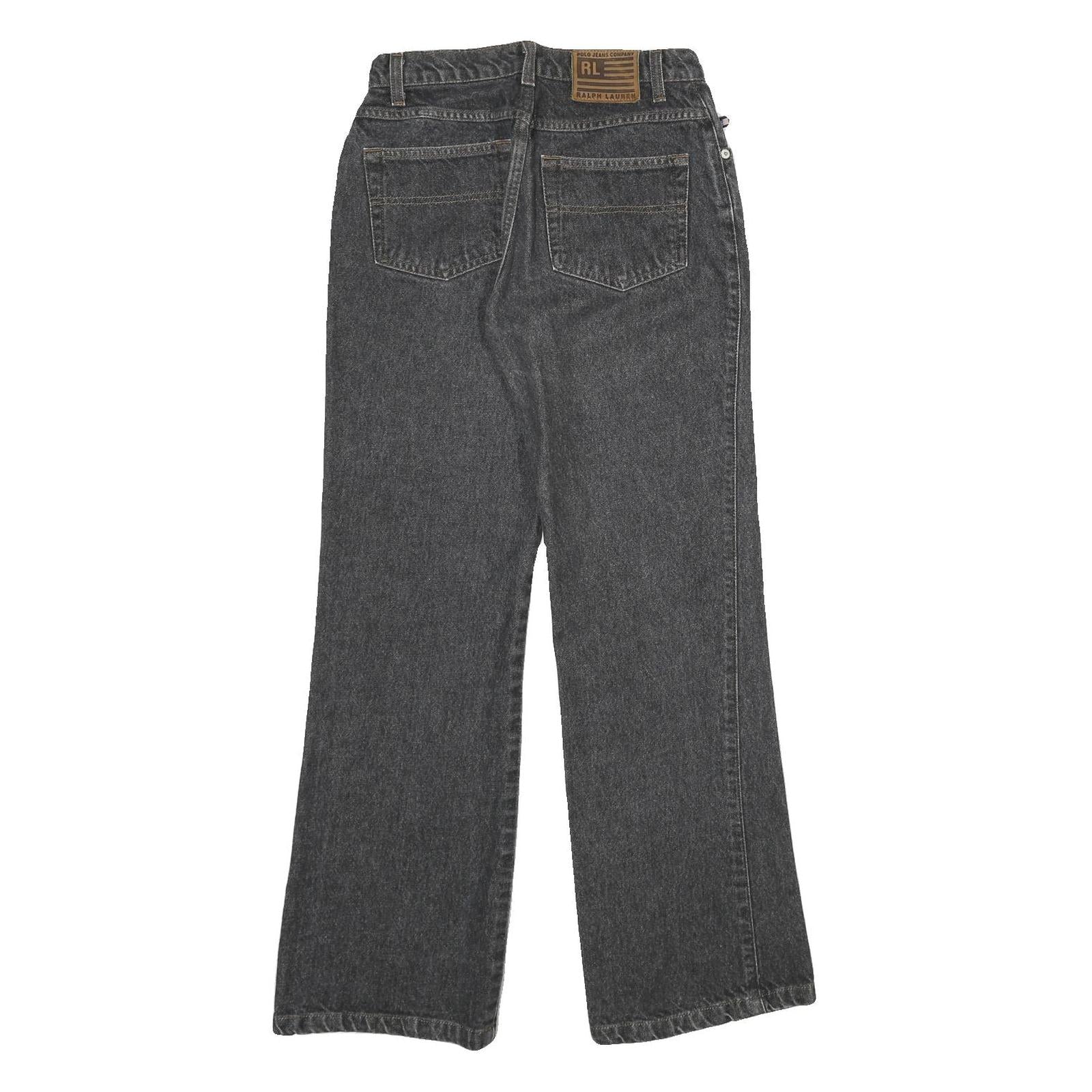 RALPH LAUREN POLO JEANS COMPANY Womens Regular Black Denim Raw W28 L31 Straight
