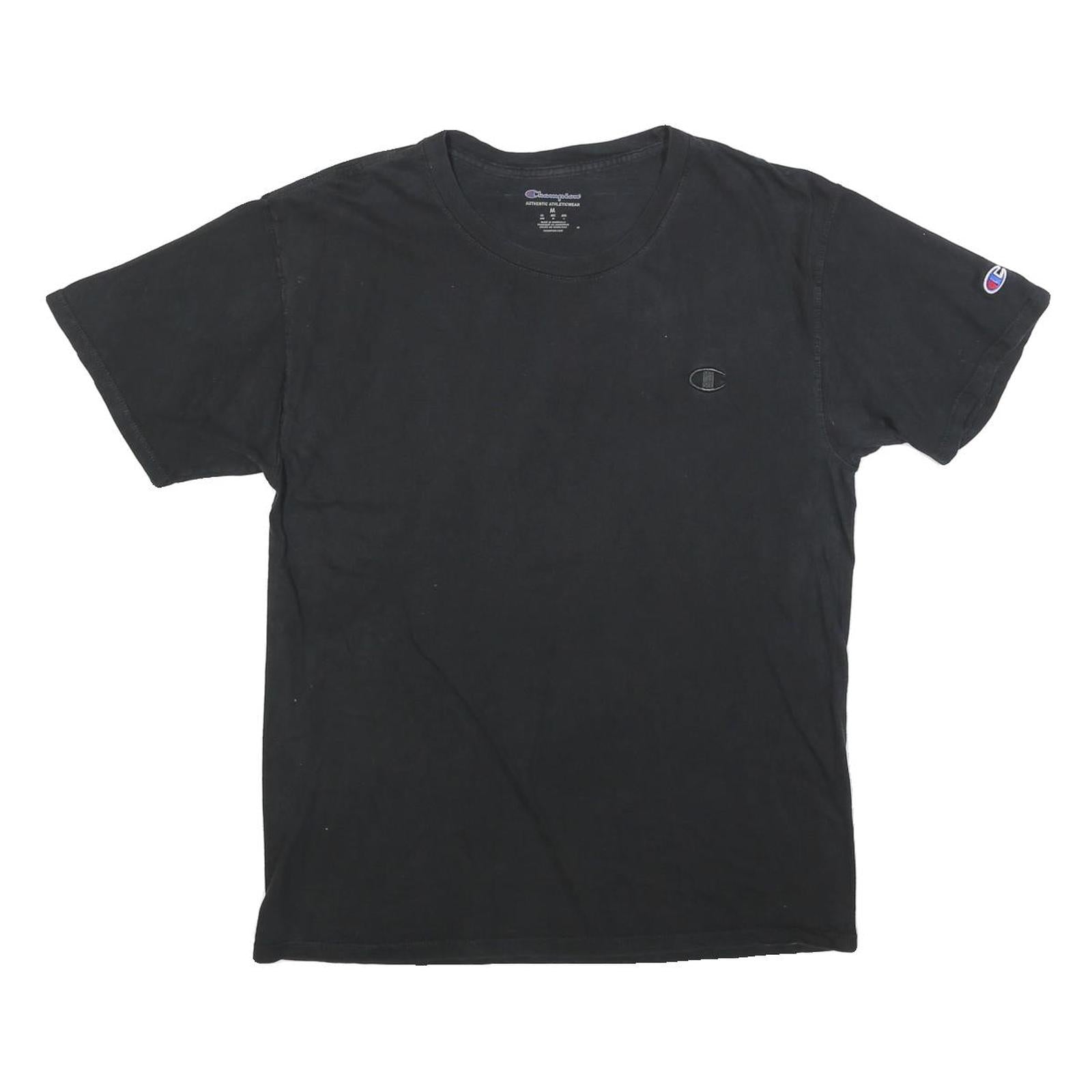 CHAMPION Mens Black Classic T-Shirt M Short Sleeve Crew Neck Chest Logo