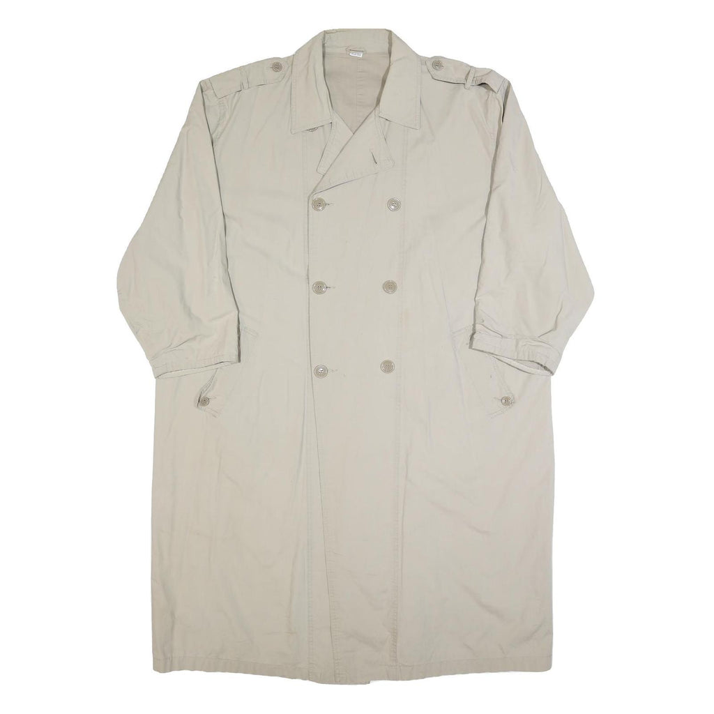 Mens Beige Cotton Double Breasted Button Jacket XL Plain Casual Lightweight