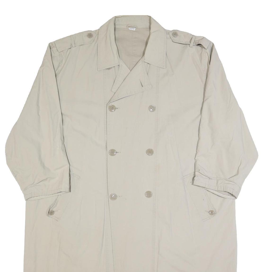 Mens Beige Cotton Double Breasted Button Jacket XL Plain Casual Lightweight