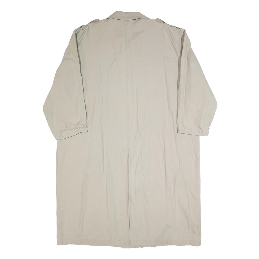 Mens Beige Cotton Double Breasted Button Jacket XL Plain Casual Lightweight
