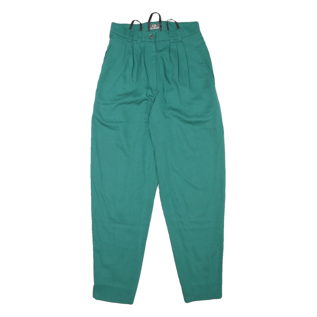 GINANNA BRIGANTI Womens Relaxed Green Trousers W25 L28 Zip Polyester Blend