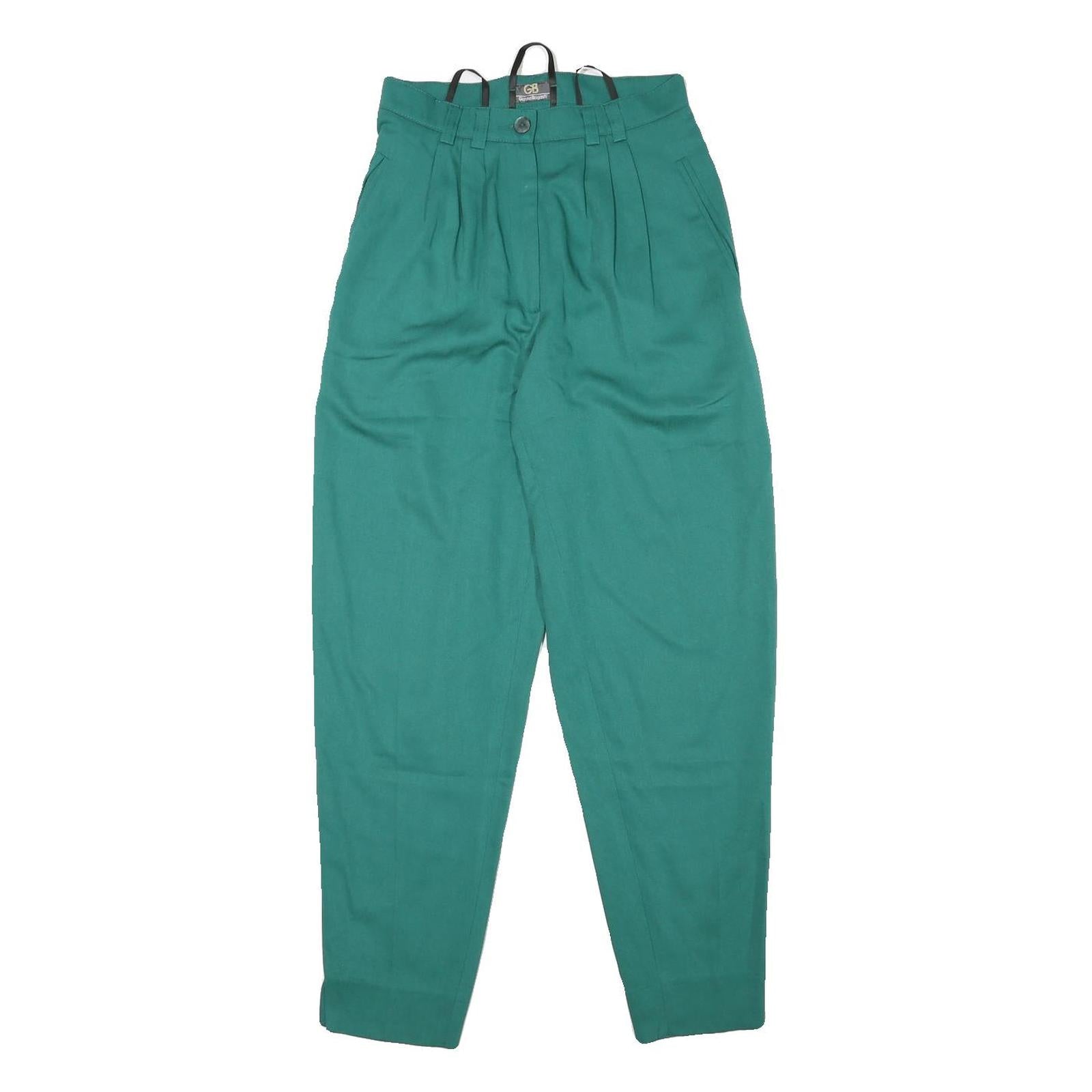 GINANNA BRIGANTI Womens Relaxed Green Trousers W25 L28 Zip Polyester Blend