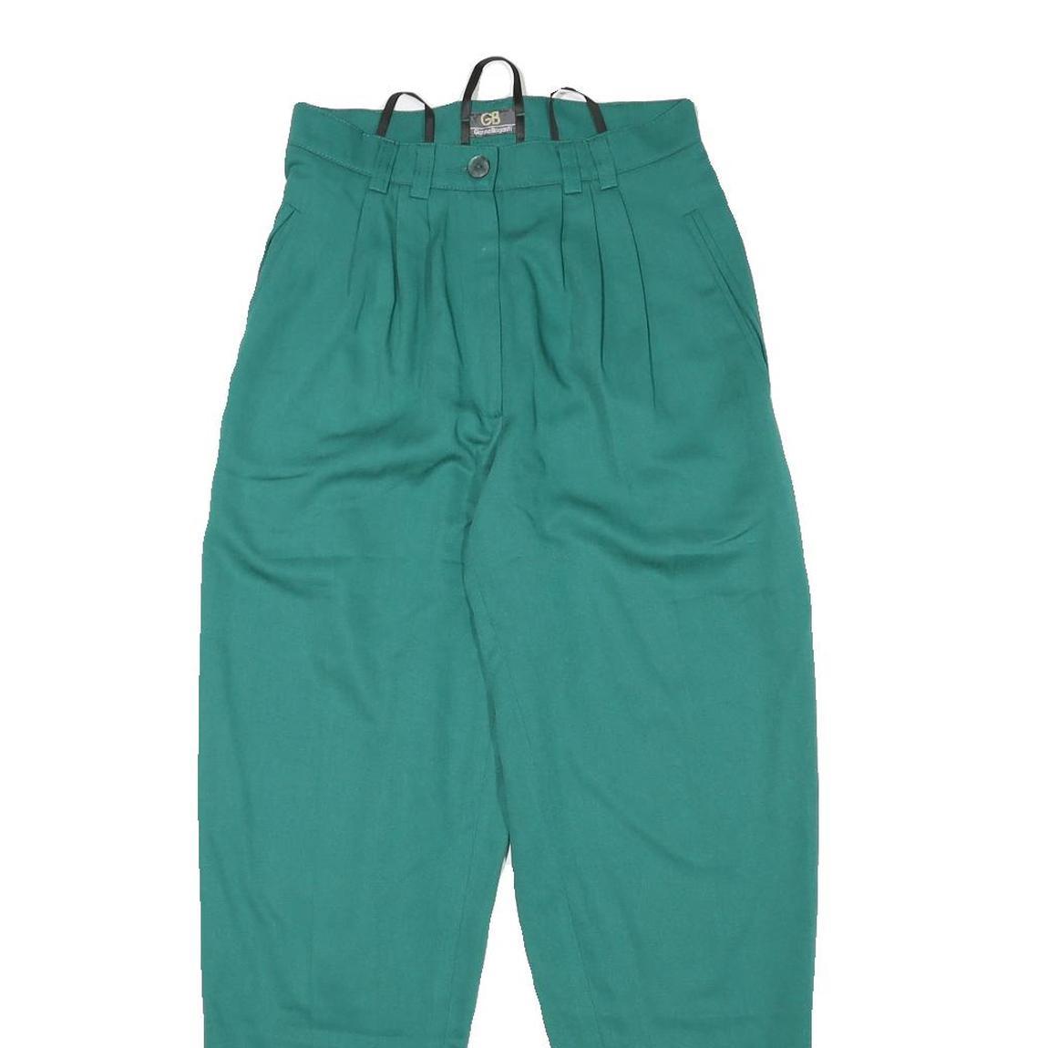 GINANNA BRIGANTI Womens Relaxed Green Trousers W25 L28 Zip Polyester Blend